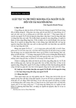 Luật tục và tri thức bản địa của người tà ôi đối với tài nguyên rừng