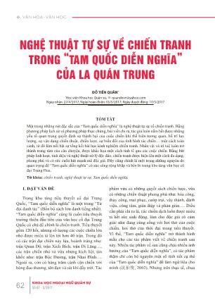 Nghệ thuật tự sự về chiến tranh trong “Tam quốc diễn nghĩa” của La Quán Trung