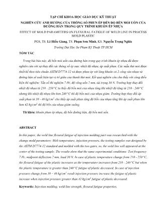 Nghiên cứu ảnh hưởng của thông số phun ép đến độ bền mỏi uốn của đường hàn trong quy trình khuôn ép nhựa