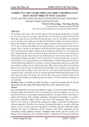 Nghiên cứu chế tạo hệ thống gia nhiệt cho động cơ sử dụng nguồn nhiệt từ nước làm mát
