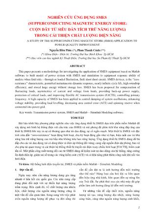 Nghiên cứu ứng dụng smes (Supperconducting magnetic energy store: Cuộn dây từ siêu dẫn tích trữ năng lượng) trong cải thiện chất lượng điện năng