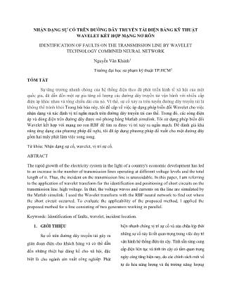 Nhận dạng sự cố trên đường dây truyền tải điện bằng kỹ thuật Wavelet kết hợp mạng Nơ Rôn