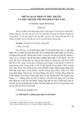 Những quan niệm về tiểu thuyết và tiểu thuyết chương hồi ở Việt Nam