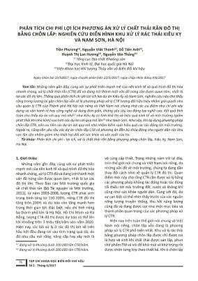 Phân tích chi phí lợi ích phương án xử lý chất thải rắn đô thị bằng chôn lấp: Nghiên cứu điển hình khu xử lý rác thải Kiêu Kỵ và Nam Sơn, Hà Nội