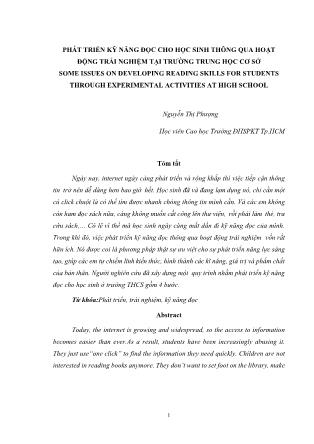 Phát triển kỹ năng đọc cho học sinh thông qua hoạt động trải nghiệm tại Trường Trung học cơ sở