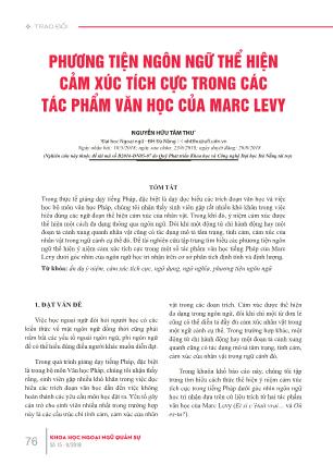 Phương tiện ngôn ngữ thể hiện cảm xúc tích cực trong các tác phẩm văn học của Marc Levy