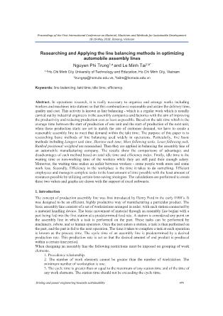 Researching and Applying the line balancing methods in optimizing automobile assembly lines
