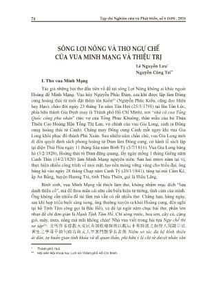 Sông Lợi Nông và thơ ngự chế của vua Minh Mạng và Thiệu Trị