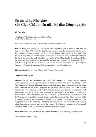 Sự du nhập Nho giáo vào Giao Châu thiên niên kỷ đầu Công nguyên