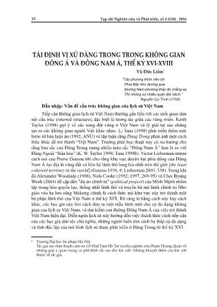 Tái định vị xứ đàng trong trong không gian Đông Á và Đông Nam Á, thế kỷ xvi-xviii