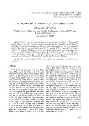 Tải lượng chất ô nhiễm đưa vào vịnh Đà Nẵng