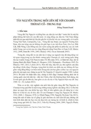 Tây nguyên trong mối liên hệ với Champa thời kỳ cổ - Trung đại