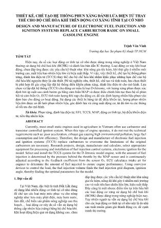 Thiết kế, chế tạo hệ thống phun xăng đánh lửa điện tử thay thế cho bộ chế hòa khí trên động cơ xăng tĩnh tại cỡ nhỏ