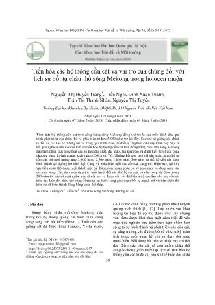 Tiến hóa các hệ thống cồn cát và vai trò của chúng đối với lịch sử bồi tụ châu thổ sông Mekong trong holocen muộn