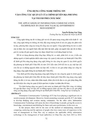 Ứng dụng Công nghệ Thông tin vào công tác quản lý của chính quyền địa phương tại Thành phố Châu Đốc