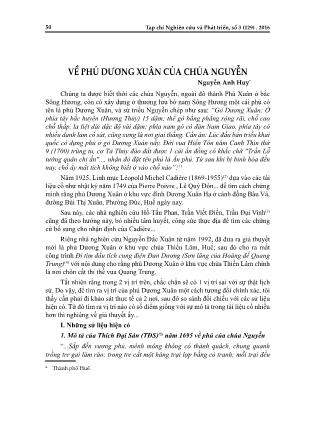 Về phủ Dương Xuân của chúa Nguyễn